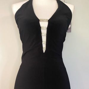 Formal black gown with rhinestone